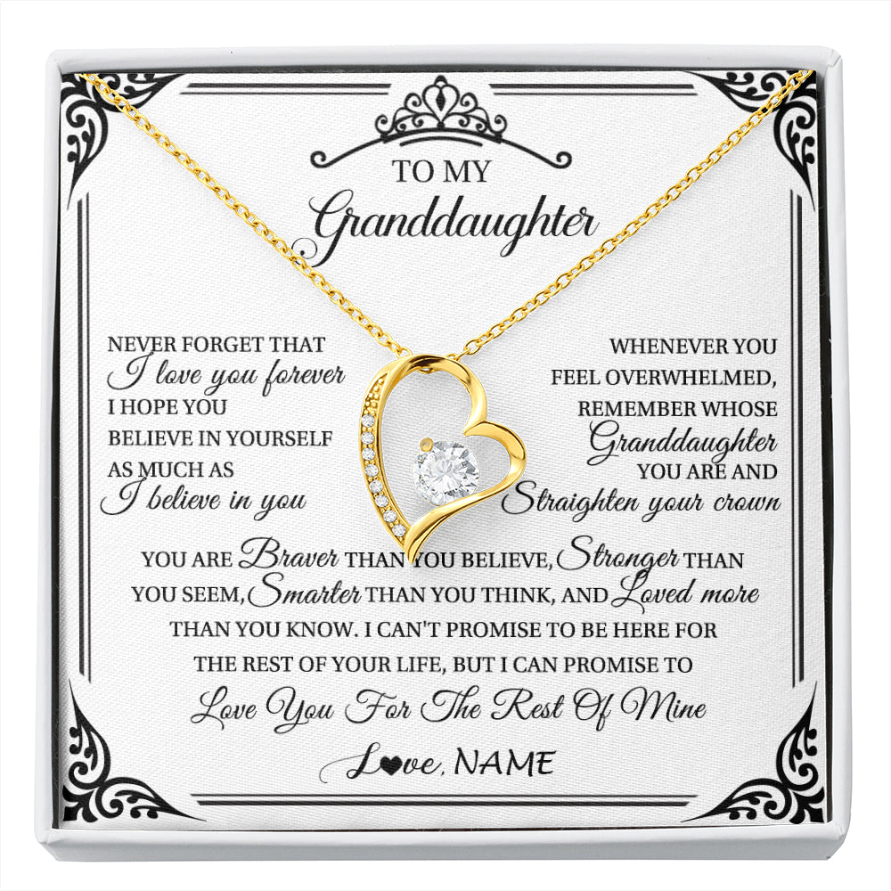 Forever Love Necklace 18K Yellow Gold Finish | 1 | Personalized To My Granddaughter Necklace From Grandma Grandpa I Love You Forever Granddaughter Birthday Graduation Christmas Customized Gift Box Message Card | siriusteestore