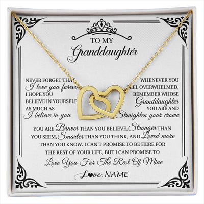 Interlocking Hearts Necklace 18K Yellow Gold Finish | 1 | Personalized To My Granddaughter Necklace From Grandma Grandpa I Love You Forever Granddaughter Birthday Graduation Christmas Customized Gift Box Message Card | siriusteestore