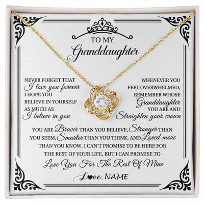 Love Knot Necklace 18K Yellow Gold Finish | 1 | Personalized To My Granddaughter Necklace From Grandma Grandpa I Love You Forever Granddaughter Birthday Graduation Christmas Customized Gift Box Message Card | siriusteestore