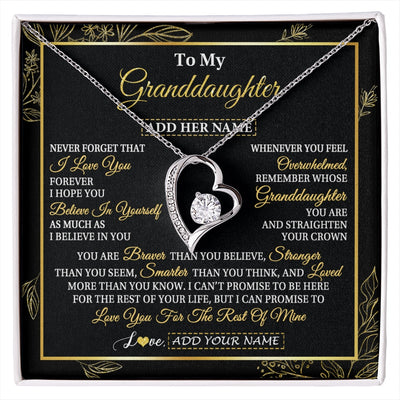Forever Love Necklace 14K White Gold Finish | 1 | Personalized To My Granddaughter Necklace From Grandma Grandpa I Love You Gift For My Granddaughter Birthday Gifts Christmas Custom Gift Box Message Card | siriusteestore.myshopify