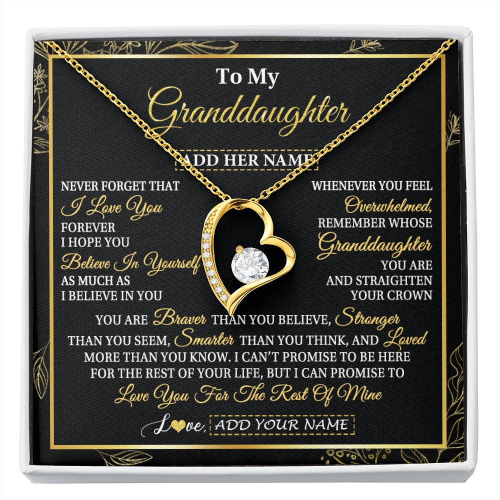 Forever Love Necklace 18K Yellow Gold Finish | 1 | Personalized To My Granddaughter Necklace From Grandma Grandpa I Love You Gift For My Granddaughter Birthday Gifts Christmas Custom Gift Box Message Card | siriusteestore.myshopify