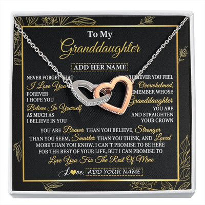 Interlocking Hearts Necklace Stainless Steel & Rose Gold Finish | 1 | Personalized To My Granddaughter Necklace From Grandma Grandpa I Love You Gift For My Granddaughter Birthday Gifts Christmas Custom Gift Box Message Card | siriusteestore.myshopify
