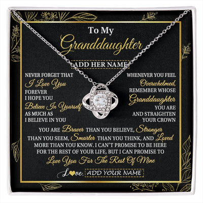 Love Knot Necklace 14K White Gold Finish | 1 | Personalized To My Granddaughter Necklace From Grandma Grandpa I Love You Gift For My Granddaughter Birthday Gifts Christmas Custom Gift Box Message Card | siriusteestore.myshopify