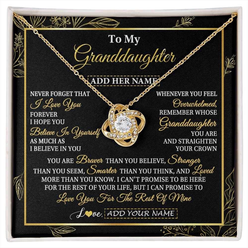 Love Knot Necklace 18K Yellow Gold Finish | 1 | Personalized To My Granddaughter Necklace From Grandma Grandpa I Love You Gift For My Granddaughter Birthday Gifts Christmas Custom Gift Box Message Card | siriusteestore.myshopify