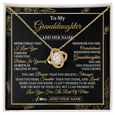 Love Knot Necklace 18K Yellow Gold Finish | 1 | Personalized To My Granddaughter Necklace From Grandma Grandpa I Love You Gift For My Granddaughter Birthday Gifts Christmas Custom Gift Box Message Card | siriusteestore.myshopify
