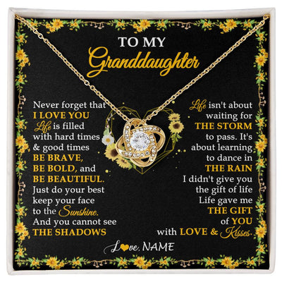 Love Knot Necklace 18K Yellow Gold Finish | 1 | Personalized To My Granddaughter Necklace From Grandma Grandpa I Love You Sunflower Granddaughter Birthday Jewelry Christmas Customized Gift Box Message Card | siriusteestore
