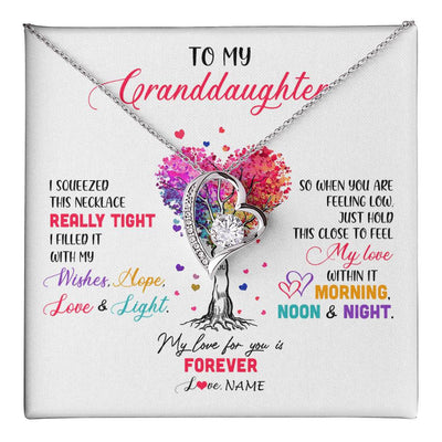 Forever Love Necklace 14K White Gold Finish | 1 | Personalized To My Granddaughter Necklace From Grandma Grandpa I Squeezed This Necklace Granddaughter Birthday Christmas Customized Gift Box Message Card | siriusteestore