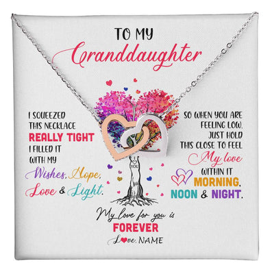 Interlocking Hearts Necklace Stainless Steel & Rose Gold Finish | 1 | Personalized To My Granddaughter Necklace From Grandma Grandpa I Squeezed This Necklace Granddaughter Birthday Christmas Customized Gift Box Message Card | siriusteestore