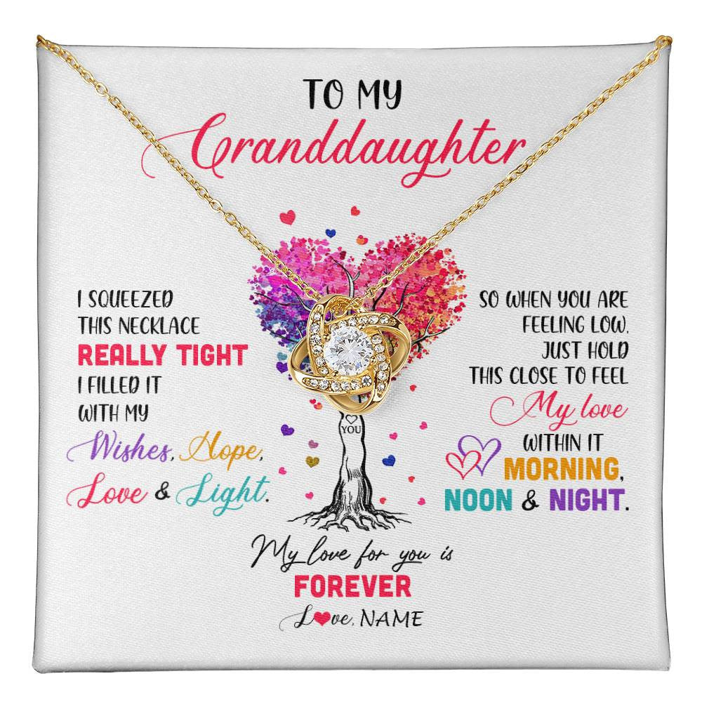 Love Knot Necklace 18K Yellow Gold Finish | 1 | Personalized To My Granddaughter Necklace From Grandma Grandpa I Squeezed This Necklace Granddaughter Birthday Christmas Customized Gift Box Message Card | siriusteestore