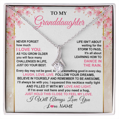 Alluring Beauty Necklace 14K White Gold Finish | 1 | Personalized To My Granddaughter Necklace From Grandma Grandpa Inspirational I Love You Granddaughter Birthday Graduation Customized Gift Box Message Card | siriusteestore