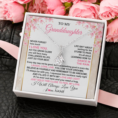 Alluring Beauty Necklace 14K White Gold Finish | 2 | Personalized To My Granddaughter Necklace From Grandma Grandpa Inspirational I Love You Granddaughter Birthday Graduation Customized Gift Box Message Card | siriusteestore