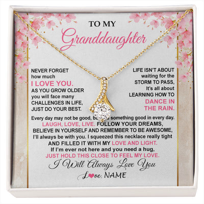 Alluring Beauty Necklace 18K Yellow Gold Finish | 1 | Personalized To My Granddaughter Necklace From Grandma Grandpa Inspirational I Love You Granddaughter Birthday Graduation Customized Gift Box Message Card | siriusteestore