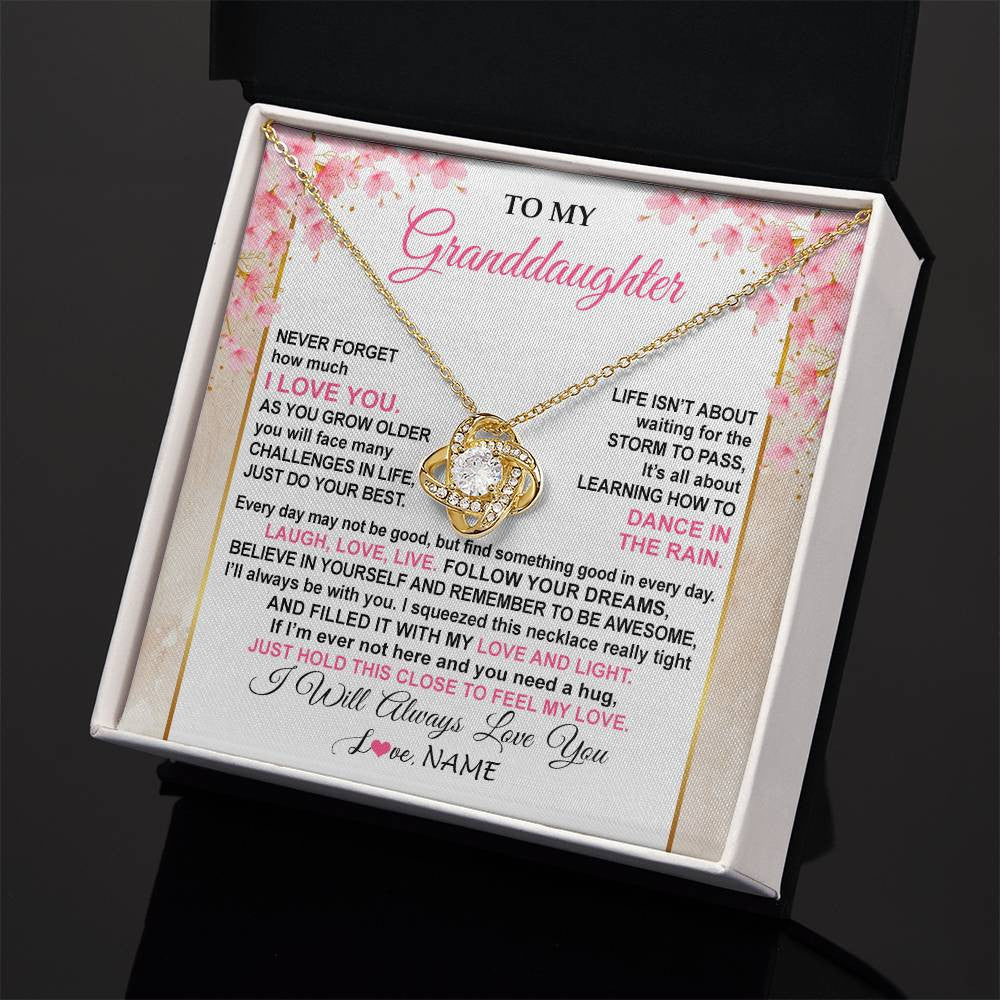 Love Knot Necklace 18K Yellow Gold Finish | 2 | Personalized To My Granddaughter Necklace From Grandma Grandpa Inspirational I Love You Granddaughter Birthday Graduation Customized Gift Box Message Card | siriusteestore