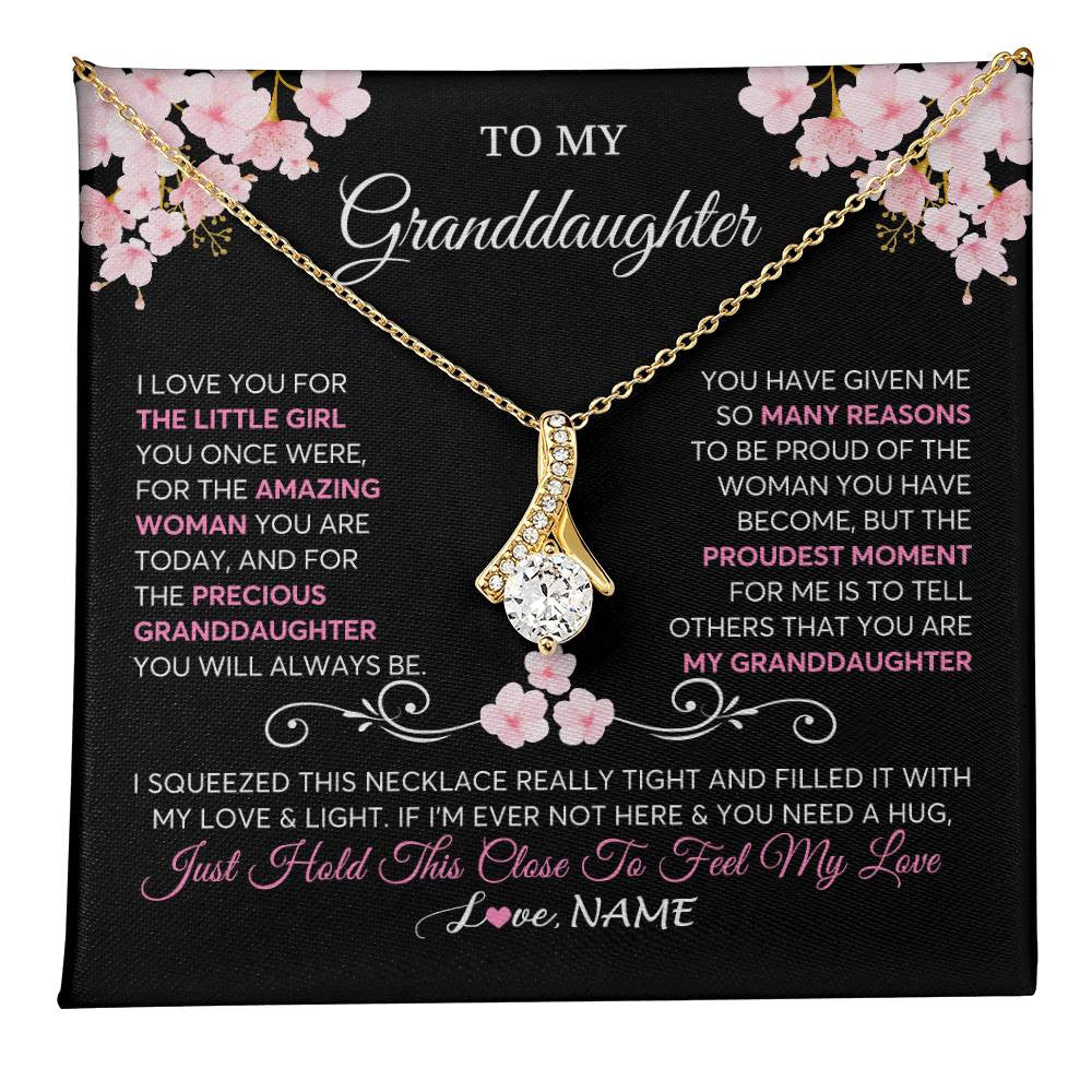 Alluring Beauty Necklace 18K Yellow Gold Finish | 1 | Personalized To My Granddaughter Necklace From Grandma Grandpa Love You Little Girl Granddaughter Birthday Jewelry Christmas Customized Gift Box Message Card | siriusteestore