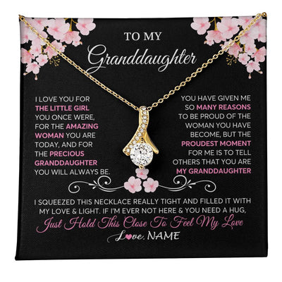 Alluring Beauty Necklace 18K Yellow Gold Finish | 1 | Personalized To My Granddaughter Necklace From Grandma Grandpa Love You Little Girl Granddaughter Birthday Jewelry Christmas Customized Gift Box Message Card | siriusteestore