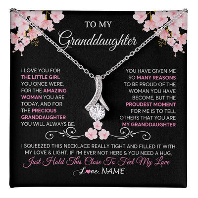 Alluring Beauty Necklace 14K White Gold Finish | 1 | Personalized To My Granddaughter Necklace From Grandma Grandpa Love You Little Girl Granddaughter Birthday Jewelry Christmas Customized Gift Box Message Card | siriusteestore