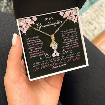 Alluring Beauty Necklace 18K Yellow Gold Finish | 2 | Personalized To My Granddaughter Necklace From Grandma Grandpa Love You Little Girl Granddaughter Birthday Jewelry Christmas Customized Gift Box Message Card | siriusteestore