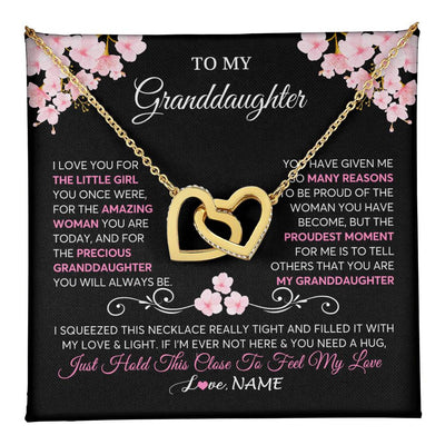 Interlocking Hearts Necklace 18K Yellow Gold Finish | 1 | Personalized To My Granddaughter Necklace From Grandma Grandpa Love You Little Girl Granddaughter Birthday Jewelry Christmas Customized Gift Box Message Card | siriusteestore
