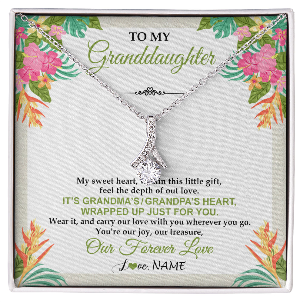 Alluring Beauty Necklace 14K White Gold Finish | 1 | Personalized To My Granddaughter Necklace From Grandma Grandpa My Sweet Heart Birthday Gift For Granddaughter Christmas Customized Gift Box Message Card | siriusteestore