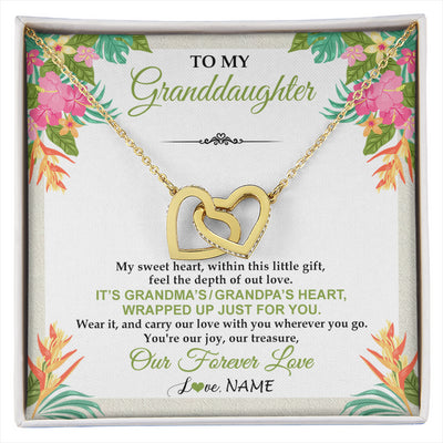 Interlocking Hearts Necklace 18K Yellow Gold Finish | 1 | Personalized To My Granddaughter Necklace From Grandma Grandpa My Sweet Heart Birthday Gift For Granddaughter Christmas Customized Gift Box Message Card | siriusteestore