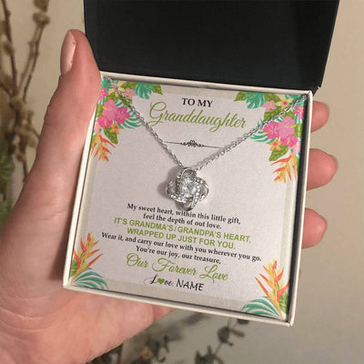 Love Knot Necklace 14K White Gold Finish | 2 | Personalized To My Granddaughter Necklace From Grandma Grandpa My Sweet Heart Birthday Gift For Granddaughter Christmas Customized Gift Box Message Card | siriusteestore