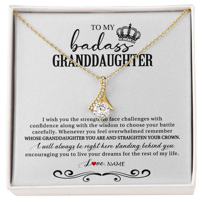 Alluring Beauty Necklace 18K Yellow Gold Finish | Personalized To My Granddaughter Necklace From Grandma Grandpa Nana Wish You The Strength Granddaughter Birthday Christmas Customized Gift Box Message Card | siriusteestore