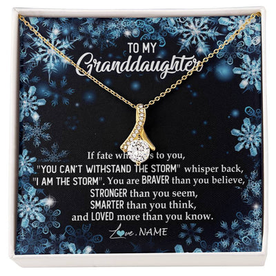 Alluring Beauty Necklace 18K Yellow Gold Finish | Personalized To My Granddaughter Necklace From Grandma Grandpa Whisper Back I Am The Storm Granddaughter Jewelry Birthday Christmas Customized Message Card | siriusteestore