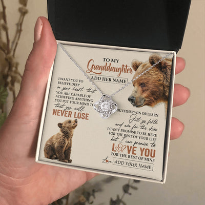 Love Knot Necklace 14K White Gold Finish | 2 | Personalized To My Granddaughter Necklace From Grandma Grandpa You Will Never Lose Bear Granddaughter Birthday Gifts Christmas Custom Gift Box Message Card | siriusteestore.myshopify