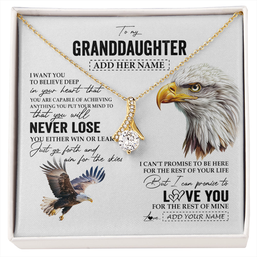 Alluring Beauty Necklace 18K Yellow Gold Finish | 1 | Personalized To My Granddaughter Necklace From Grandma Grandpa You Will Never Lose Eagle Birthday Gifts Graduation Christmas Customized Gift Box Message Card | siriusteestore