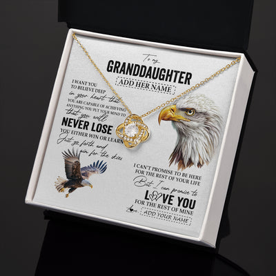 Love Knot Necklace 18K Yellow Gold Finish | 2 | Personalized To My Granddaughter Necklace From Grandma Grandpa You Will Never Lose Eagle Birthday Gifts Graduation Christmas Customized Gift Box Message Card | siriusteestore