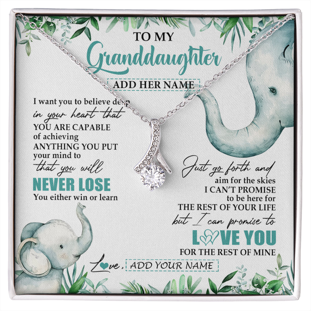Alluring Beauty Necklace 14K White Gold Finish | 1 | Personalized To My Granddaughter Necklace From Grandma Grandpa You Will Never Lose Elephant Granddaughter Birthday Gifts Christmas Custom Gift Box Message Card | siriusteestore