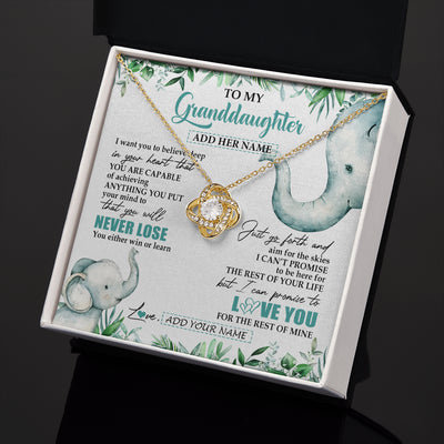 Love Knot Necklace 18K Yellow Gold Finish | 2 | Personalized To My Granddaughter Necklace From Grandma Grandpa You Will Never Lose Elephant Granddaughter Birthday Gifts Christmas Custom Gift Box Message Card | siriusteestore