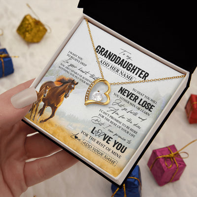 Forever Love Necklace 18K Yellow Gold Finish | 2 | Personalized To My Granddaughter Necklace From Grandma Grandpa You Will Never Lose Horse Granddaughter Birthday Gifts Christmas Custom Gift Box Message Card | siriusteestore