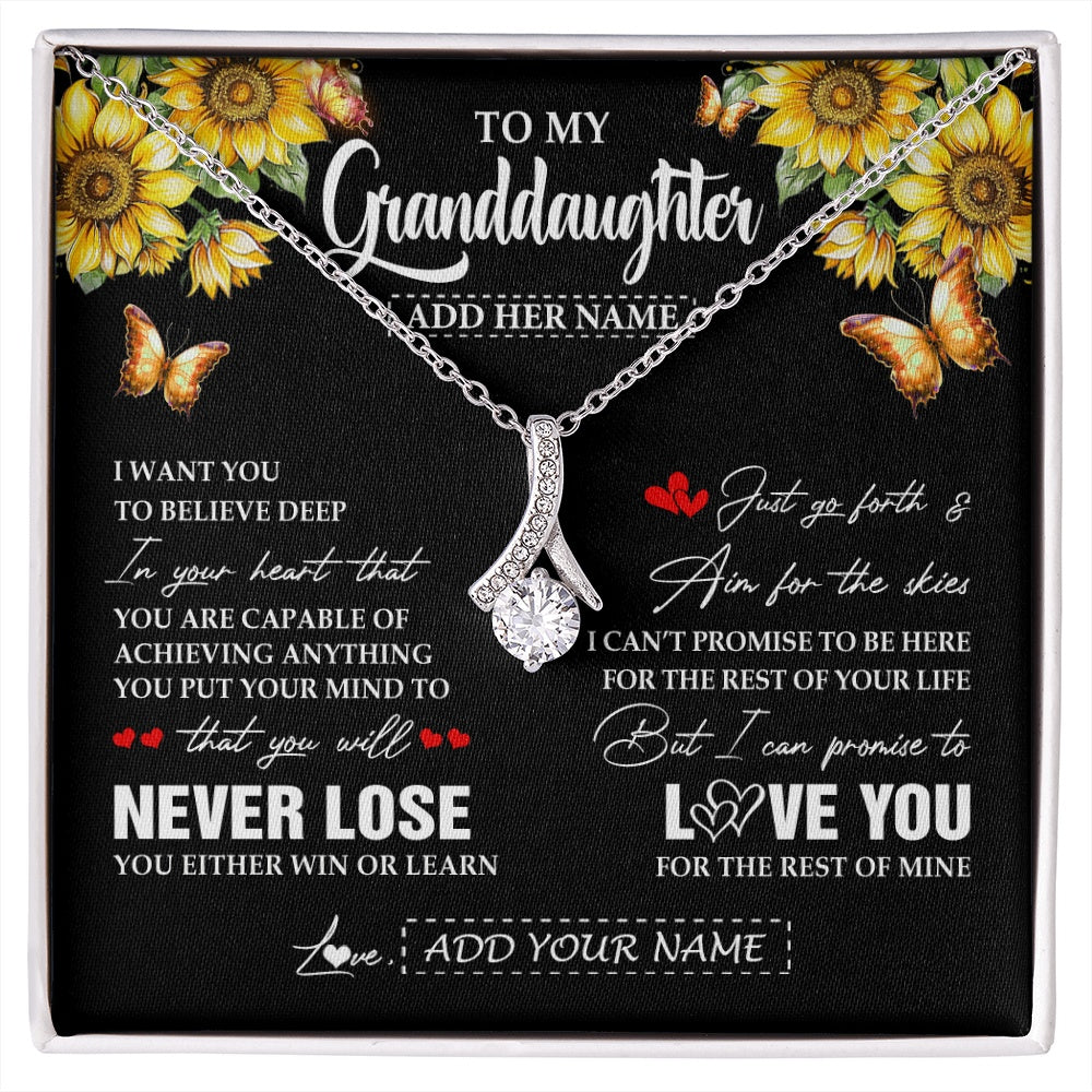 Alluring Beauty Necklace 14K White Gold Finish | 1 | Personalized To My Granddaughter Necklace From Grandma Grandpa You Will Never Lose Sunflower Granddaughter Birthday Gifts Christmas Gift Box Message Card | siriusteestore.myshopify