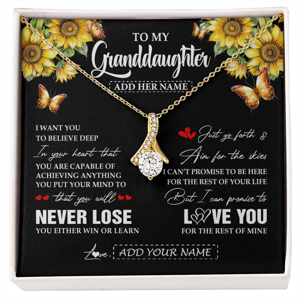 Alluring Beauty Necklace 18K Yellow Gold Finish | 1 | Personalized To My Granddaughter Necklace From Grandma Grandpa You Will Never Lose Sunflower Granddaughter Birthday Gifts Christmas Gift Box Message Card | siriusteestore.myshopify