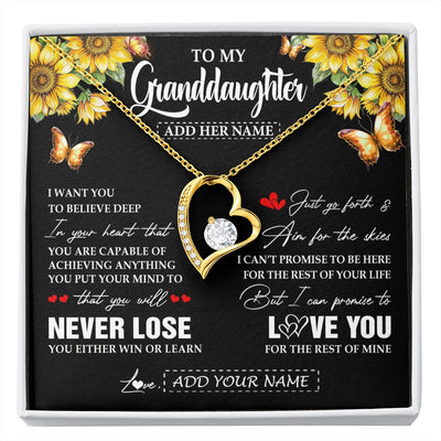 Forever Love Necklace 18K Yellow Gold Finish | 1 | Personalized To My Granddaughter Necklace From Grandma Grandpa You Will Never Lose Sunflower Granddaughter Birthday Gifts Christmas Gift Box Message Card | siriusteestore.myshopify