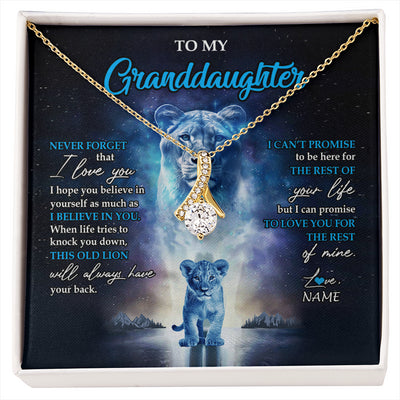 Alluring Beauty Necklace 18K Yellow Gold Finish | 1 | Personalized To My Granddaughter Necklace From Grandma Granny Never Forget I Love You Lion Granddaughter Jewelry Birthday Christmas Customized Message Card | siriusteestore