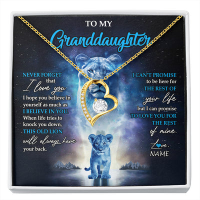 Forever Love Necklace 18K Yellow Gold Finish | 1 | Personalized To My Granddaughter Necklace From Grandma Granny Never Forget I Love You Lion Granddaughter Jewelry Birthday Christmas Customized Message Card | siriusteestore