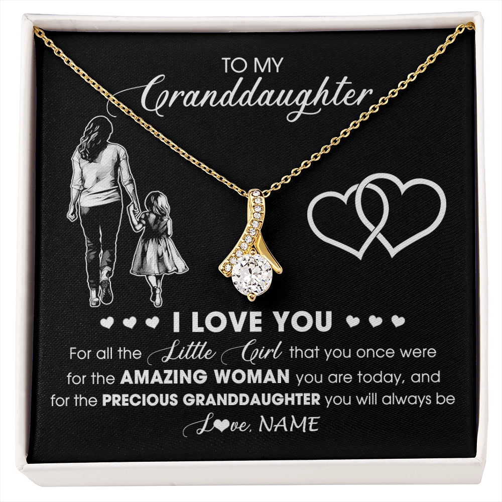 Alluring Beauty Necklace 18K Yellow Gold Finish | 1 | Personalized To My Granddaughter Necklace From Grandma I Love You Little Girl Granddaughter Birthday Christmas Jewelry Customized Gift Box Message Card | siriusteestore