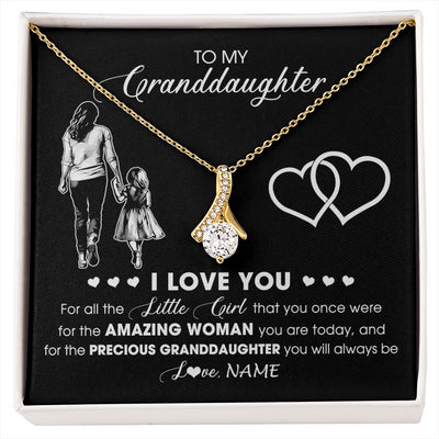 Alluring Beauty Necklace 18K Yellow Gold Finish | 1 | Personalized To My Granddaughter Necklace From Grandma I Love You Little Girl Granddaughter Birthday Christmas Jewelry Customized Gift Box Message Card | siriusteestore