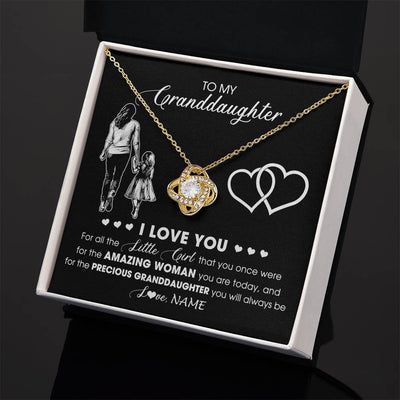 Love Knot Necklace 18K Yellow Gold Finish | 2 | Personalized To My Granddaughter Necklace From Grandma I Love You Little Girl Granddaughter Birthday Christmas Jewelry Customized Gift Box Message Card | siriusteestore
