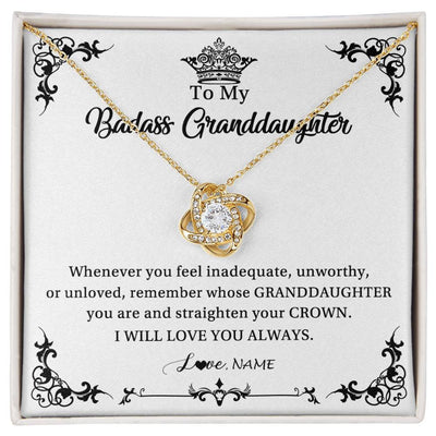 Love Knot Necklace 18K Yellow Gold Finish | 1 | Personalized To My Granddaughter Necklace From Grandma I Will Love You Always Granddaughter Jewelry Birthday Christmas Customized Message Card | siriusteestore