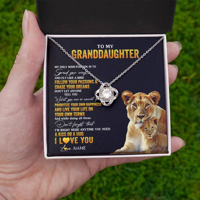 Love Knot Necklace 14K White Gold Finish | 2 | Personalized To My Granddaughter Necklace From Grandma Lion My Only Wish For You Granddaughter Birthday Christmas Customized Gift Box Message Card | siriusteestore