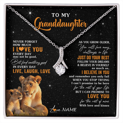 Alluring Beauty Necklace 14K White Gold Finish | 1 | Personalized To My Granddaughter Necklace From Grandma Live Laugh Love Lion Birthday Gifts Positive Graduation Christmas Customized Gift Box Message Card | siriusteestore
