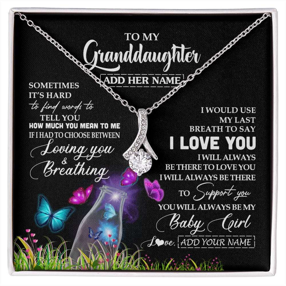 Alluring Beauty Necklace 14K White Gold Finish | 1 | Personalized To My Granddaughter Necklace From Grandma Nana Butterfly Sometimes Say I Love You Granddaughter Birthday Gifts Christmas Gift Box Message Card | siriusteestore.myshopify