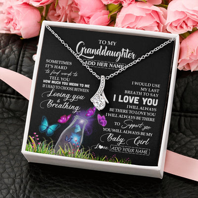 Alluring Beauty Necklace 14K White Gold Finish | 2 | Personalized To My Granddaughter Necklace From Grandma Nana Butterfly Sometimes Say I Love You Granddaughter Birthday Gifts Christmas Gift Box Message Card | siriusteestore.myshopify