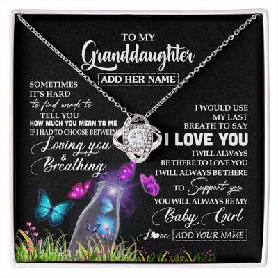 Love Knot Necklace 14K White Gold Finish | 1 | Personalized To My Granddaughter Necklace From Grandma Nana Butterfly Sometimes Say I Love You Granddaughter Birthday Gifts Christmas Gift Box Message Card | siriusteestore.myshopify