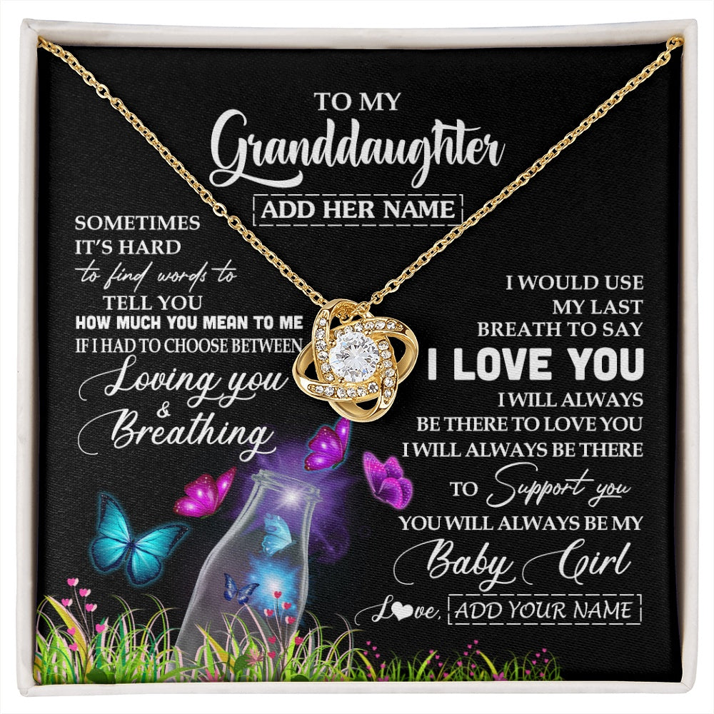 Love Knot Necklace 18K Yellow Gold Finish | 1 | Personalized To My Granddaughter Necklace From Grandma Nana Butterfly Sometimes Say I Love You Granddaughter Birthday Gifts Christmas Gift Box Message Card | siriusteestore.myshopify