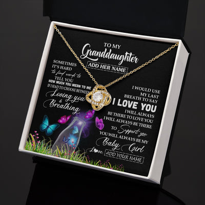 Love Knot Necklace 18K Yellow Gold Finish | 2 | Personalized To My Granddaughter Necklace From Grandma Nana Butterfly Sometimes Say I Love You Granddaughter Birthday Gifts Christmas Gift Box Message Card | siriusteestore.myshopify