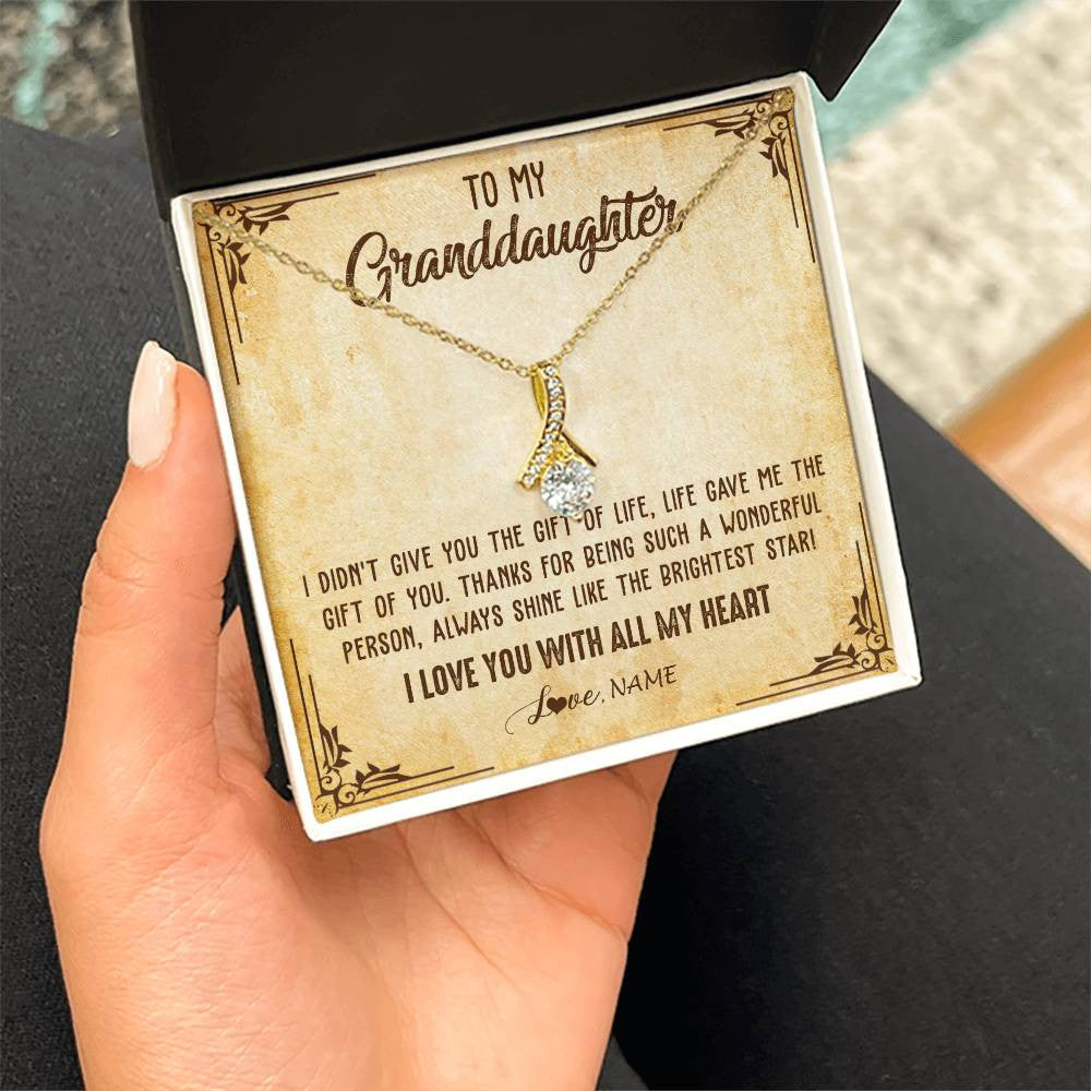 Alluring Beauty Necklace 18K Yellow Gold Finish | 2 | Personalized To My Granddaughter Necklace From Grandma Nana I Love You With All My Heart Granddaughter Birthday Christmas Customized Gift Box Message Card | siriusteestore